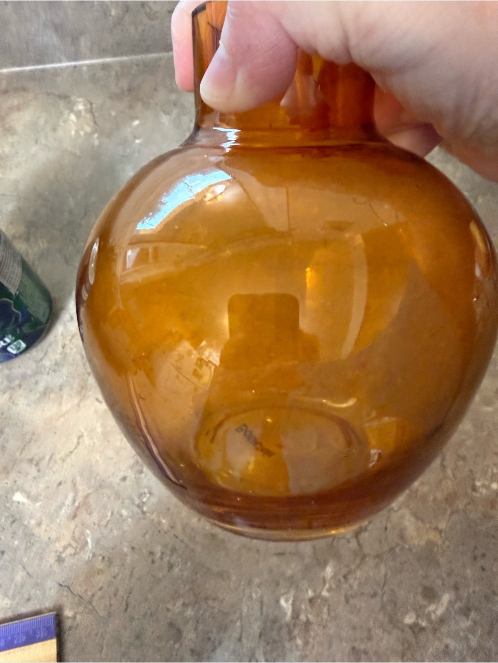 Amber Glass Vase — Rounded Decorative Accent